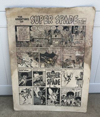 Will Eisner & Jerry Iger Comic Art - C.  1970 Rare “super Spade” Page -
