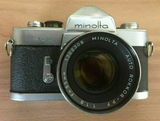 Rare Minolta Sr - 2 Camera W/55/1.  8 Lens,  Cap,  Case & Manuals -