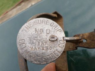 Rare 1907 Vtg The Sure Grip Belmont Steel No 0 Long Spring Trap Newhouse Sargent