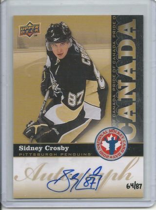 2009 - 10 Upper Deck Sidney Crosby Auto Nhcd (extremely Rare) 64/87