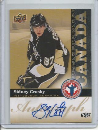 2009 - 10 Upper Deck Sidney Crosby Auto Nhcd (extremely Rare) 63/87