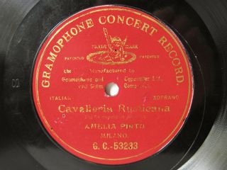 78rpm Amelia Pinto Sings Cavalleria Rusticana - Rare G&t Milan 1902