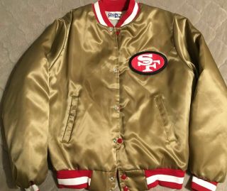 Vintage Rare S Gold San Francisco 49ers Chalk Line Satin Starter Style Jacket