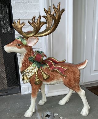Rare Fitz And Floyd Classic Christmas Reindeer Standing Retired 17”