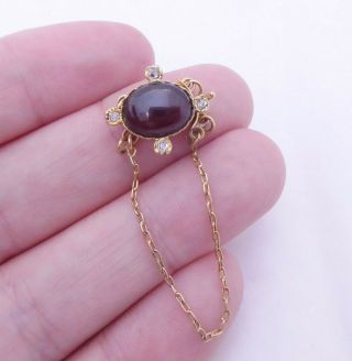 18ct Gold Diamond Cabochon Garnet Clasp For Bracelet/necklace Rare Georgian
