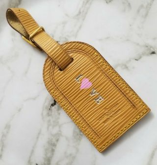 Rare Louis Vuitton Vintage Yellow Epi Leather Luggage Tag L❤ve Hotstamp