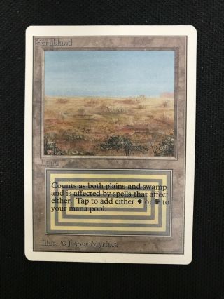 Magic The Gathering Mtg Unlimited Scrubland Reserved List Ex - Mp White/black