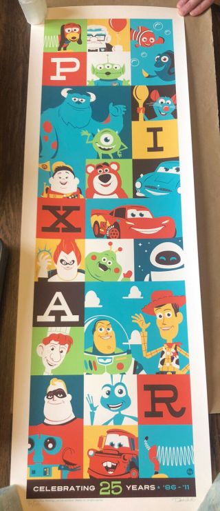 25 Years Of Pixar Dave Perillo Print - Acme Archives - Rare Signed 34/150