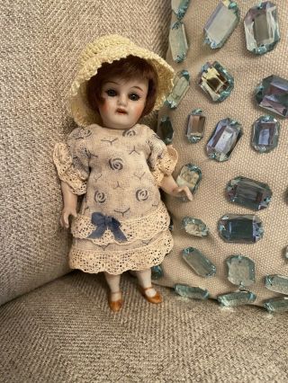 Rare Antique German Flapper All Bisque 5” Doll Mold 355 Glass Sleep Eyes
