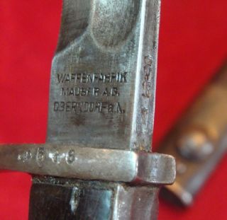 Rare Wwi 1916 German K - 98 Mauser Butcher Short Bayonet With Scabbard