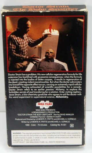 Rare Doctor Strain The Body Snatcher VHS Nina Films OOP Zombie Horror 2