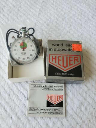 Very Rare Vintage Heuer Trackmaster Ref 8037 2 1/8in Diameter Stopwatch