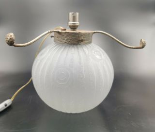 Daum Nancy France - Rare Pied De Lampe Boule Art Deco Grave à L 