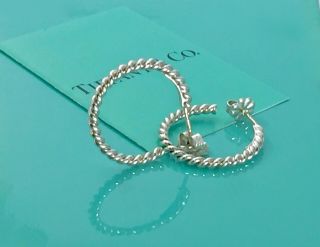 Rare Tiffany & Co.  Sterling Silver Medium Twist Rope Hoop Earrings.  90in 20724a