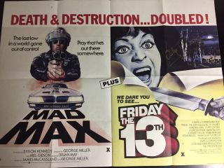 Friday The 13th/mad Max Rare Uk Quad Poster Autographed Betsy Palmer
