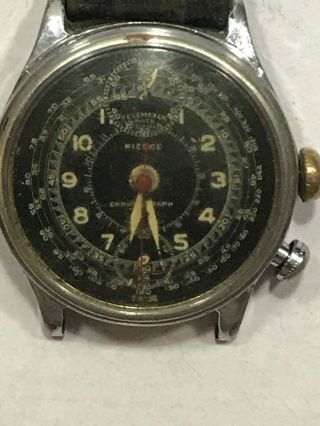 Vintage Pierce One Button Chronograph Pilots Watch Military Rare
