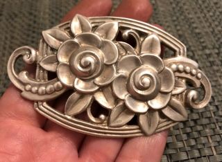 Rare Vintage 1940s Tiffany & Co Sterling Silver Floral Brooch Pin