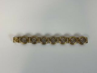 Rare Vtg Gianni Versace Gold Silver Medusa Bracelet
