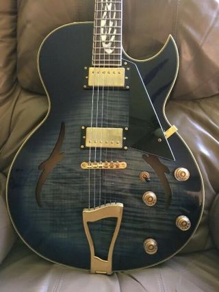 Michael Kelly Phoenix Hollow Body Jazz Guitar Blue Burst Flamed Maple Very Rare