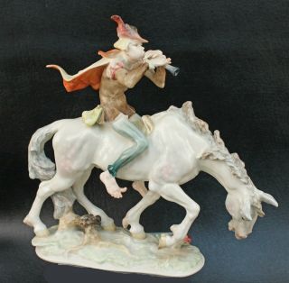 Rare Karl Tutter Porcelain Figurine Jester On Horse For Lorenz Hutschenreuther