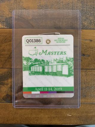 2019 Masters Badge Ticket Augusta National Golf Pga Tiger Woods Wins 5th Rare