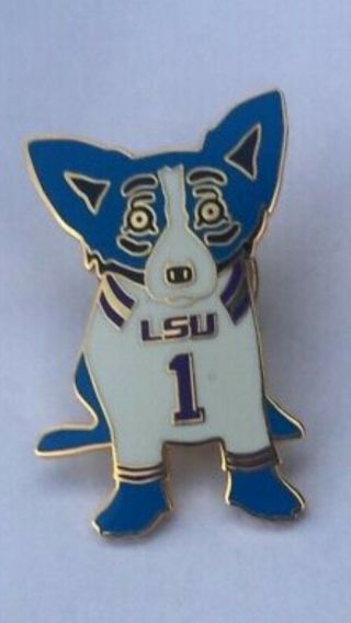George Rodrigue Blue Dog LSU 1 Jersey Lapel pin. ,  Rare,  Authentic. 2