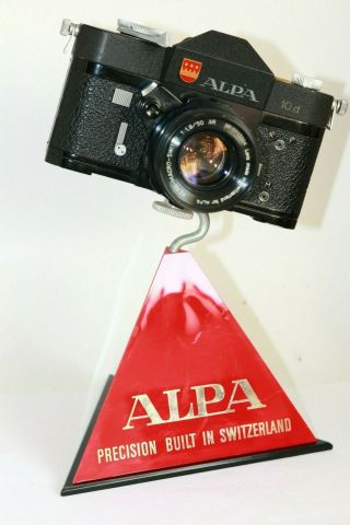 Rare Alpa Switzerland Dealers Triangular Red Stand Display For Camera Slr