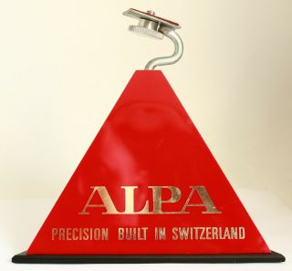 RARE ALPA SWITZERLAND DEALERS TRIANGULAR RED STAND DISPLAY FOR CAMERA SLR 2