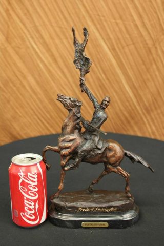 Frederic Remington The Buffalo Signal Bronze Statue Rare Collectible Figurine NR 3