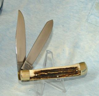 RARE FIGHT ' N ROOSTER STAG TRAPPER KNIFE 