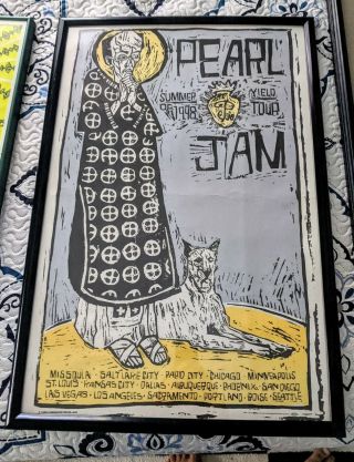 Pearl Jam Summer 1998 Yield Tour Framed Poster Pilate Rare