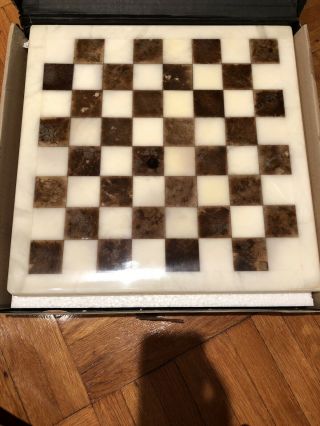 Italian Alabaster Chess Set Complete Rare Brown And White