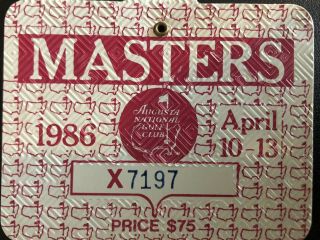 1986 Masters Golf Badge Collectors Item Very Very Rare Ticket Jack Nicklaus