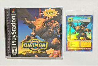 Digimon World (sony Playstation 1,  Ps1) Complete W/ Metalgreymon Dw - 01 Card Rare