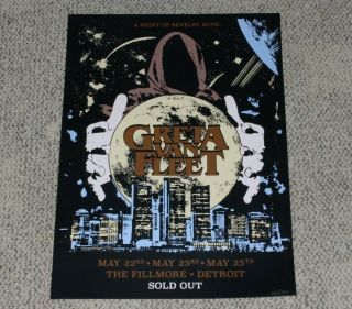 Greta Van Fleet Rare 2018 Concert Poster The Fillmore Detroit /500 Band Gvf