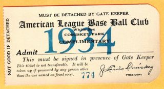 Mega Rare 1934 White Sox Full Ticket - Babe Ruth Hr 702/gehrig Hr 324/325/342/343