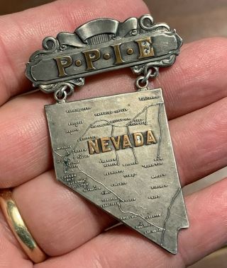 Rare 1915 Panama Pacific International Exposition Pin W/ Nevada Medal