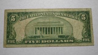 $5 1929 Westfield York NY National Currency Bank Note Bill Ch.  3166 RARE 3