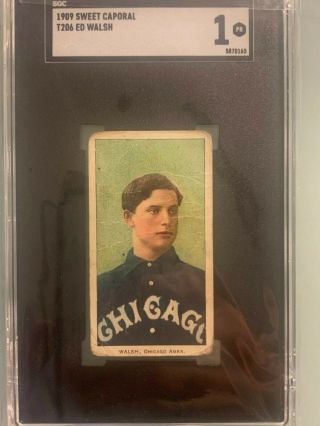 1909 T206 Ed Walsh Portrait Sweet Caporal Back Sgc 1 Chicago Sox Mlb Hof V Rare