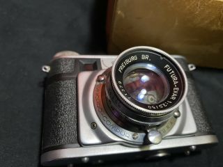 Rare Futura - S Vintage Rangefinder Camera With Evar 2/50 50mm Lens As - is 3