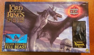 Toybiz Lord Of The Rings Deluxe Posable Fell Beast W/ringwraith