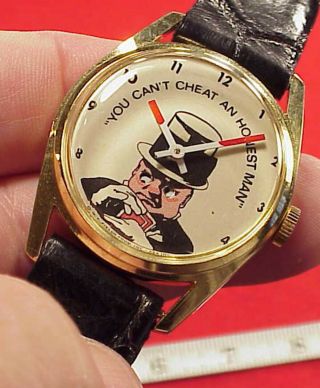 Vintage 33mm Rare W C Fields Shifting Eye 1970s Wristwatch Running Asa Inc.