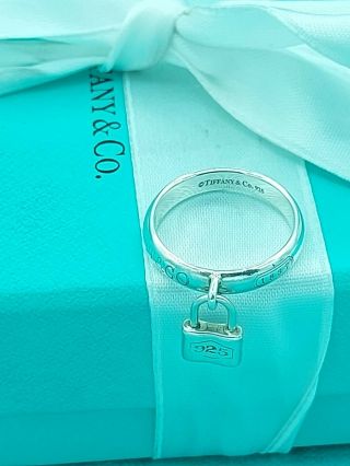Authentic Tiffany & Co Silver 1837 Lock Charm Ring Size M 1/2,  6.  5,  53 Rare