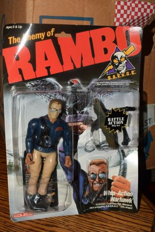 Vintage 1985 - 1986 Enemy Of Rambo: General Warhawk Whip Action Moc By Coleco