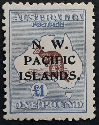 Rare 1916 Australia £1.  00 Chocolate&blue Kangaroo Stamp N.  W.  Pacific Islands O/p