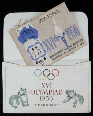 Rare Ticket: Olympic Games 1956.  Closing Ceremony & Folder