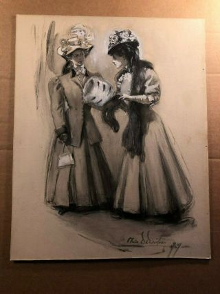 Rare Signed Published Illustration Art Painting 1907 By Clara Davidson