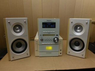 Panasonic Sa Pm57md 5 Cd Mini Disc Tuner Tape Hi - Fi Mini System W Speakers Rare