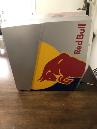 Red Bull Slim Countertop ECO LED Cooler Mini Fridge Great Chills Rare 3