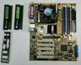 Asus P4c800 - E Motherboard W/ Ram & Cpu/heat Sink & I/o Rare
